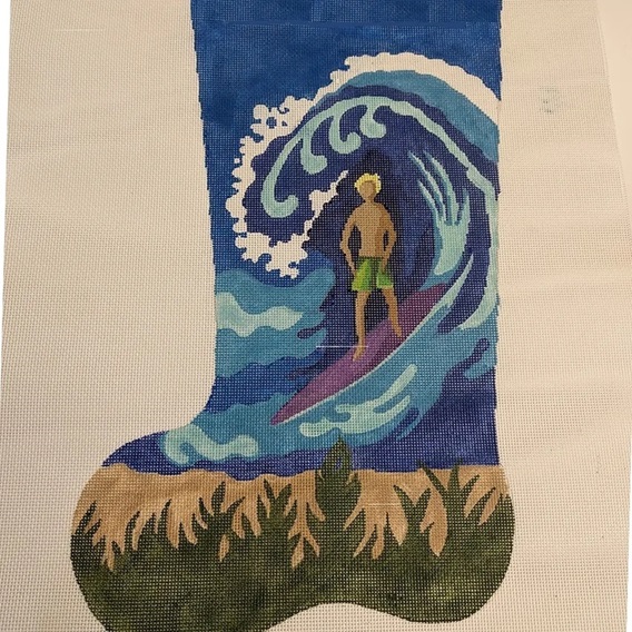 click here to view larger image of Surfer Stocking (hand painted canvases)
