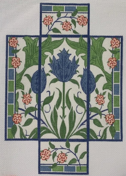 click here to view larger image of William Morris Blue Tulips Brick Cover (hand painted canvases)