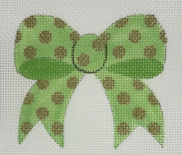 click here to view larger image of Green Polkadot Bow w/SG (hand painted canvases)