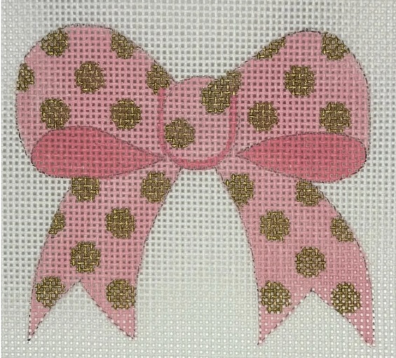click here to view larger image of Pink Polkadot Bow w/SG (hand painted canvases)