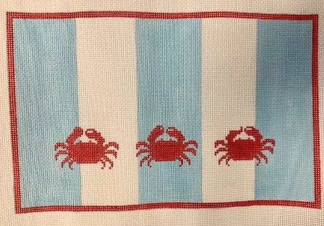 click here to view larger image of Crabs on Blue Stripe (hand painted canvases)