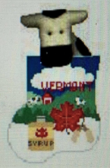 click here to view larger image of Vermont w/Cow Mini Sock (hand painted canvases)