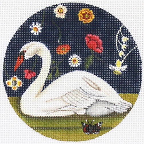 Floral Swan Ornament - click here for more details about this hand painted canvases