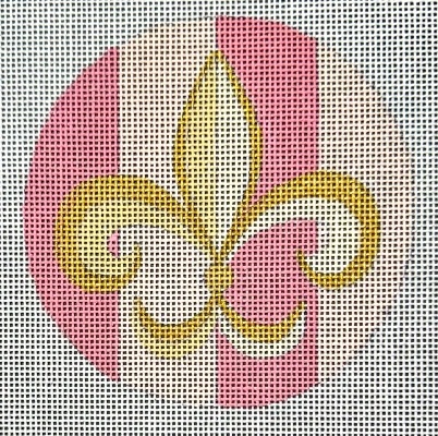 Round Pink Fleur De Lis - click here for more details about this hand painted canvases