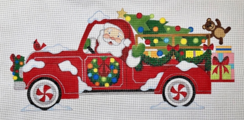 Santas Big Red Truck/Small - 18M - click here for more details about this hand painted canvases
