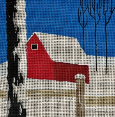 Red Barn Square - 18M - click here for more details about this hand painted canvases