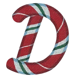 Candy Cane Letter - D - click here for more details about this printed canvas