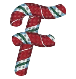 click here to view larger image of Candy Cane Letter - F (printed canvas)