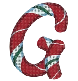 click here to view larger image of Candy Cane Letter - G (printed canvas)