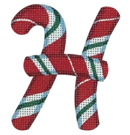 click here to view larger image of Candy Cane Letter - H (printed canvas)