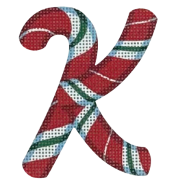 click here to view larger image of Candy Cane Letter - K (printed canvas)