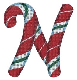 Candy Cane Letter - N - click here for more details about this printed canvas