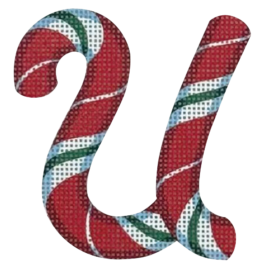 Candy Cane Letter - U - click here for more details about this printed canvas