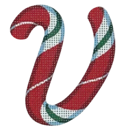 Candy Cane Letter - V - click here for more details about this printed canvas