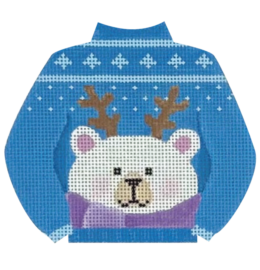 Polar Bear w/Antlers Sweater - click here for more details about this hand painted canvases