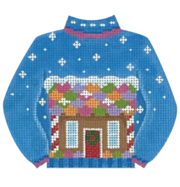 Gingerbread House Sweater - click here for more details about this hand painted canvases