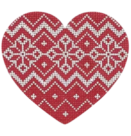 Nordic Snowflake Zigzag Band Heart - click here for more details about this hand painted canvases