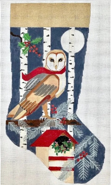 click here to view larger image of Winter Owl Stocking (hand painted canvases)
