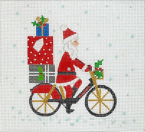 click here to view larger image of London Christmas - Santa/Bicycle/Gifts (hand painted canvases 2)