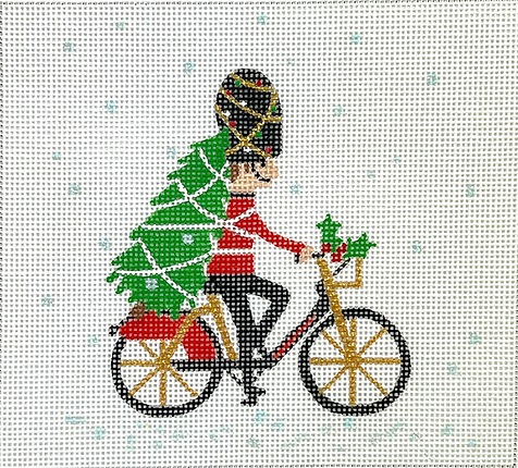 click here to view larger image of London Christmas - Guardsman on Bicycle  (hand painted canvases 2)