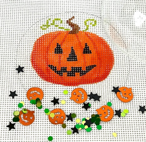 click here to view larger image of Jack-o-Lantern Ornament   (hand painted canvases 2)