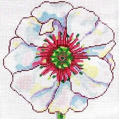 click here to view larger image of Simple Flowers - White Poppy (hand painted canvases)