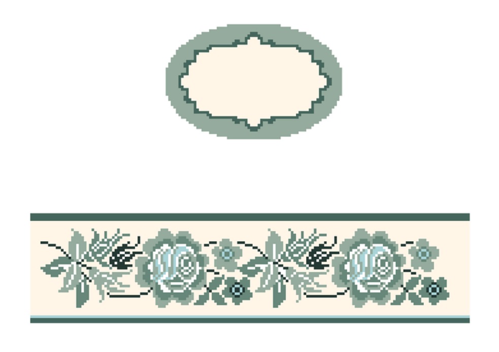 click here to view larger image of Toile Floral Green Hinged Box w/Hardware (hand painted canvases)