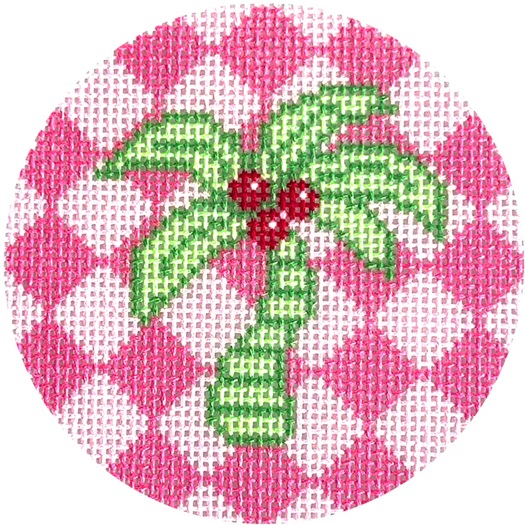 click here to view larger image of Green Palm on Pink (printed canvas)