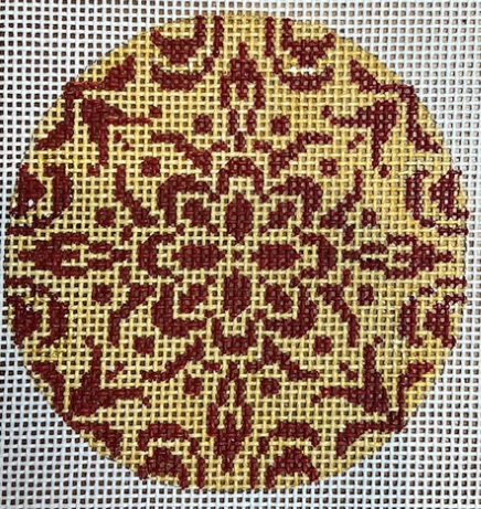 click here to view larger image of Gold and Brown Doily Round (hand painted canvases)