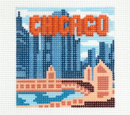 Vintage Chicago Postcard - click here for more details about this hand painted canvases