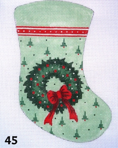 Christmas Wreath Mini Stocking - click here for more details about this hand painted canvases