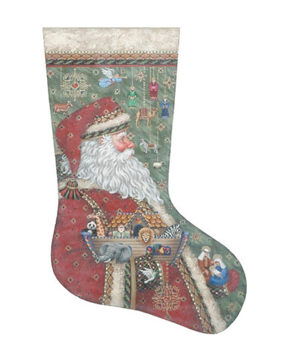 Santas Ark and Nativity Stocking - click here for more details about this hand painted canvases