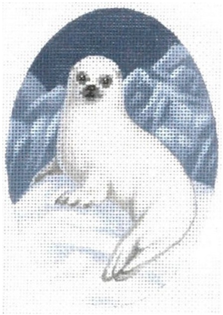 click here to view larger image of Harp Seal Christmas Ornament (hand painted canvases)