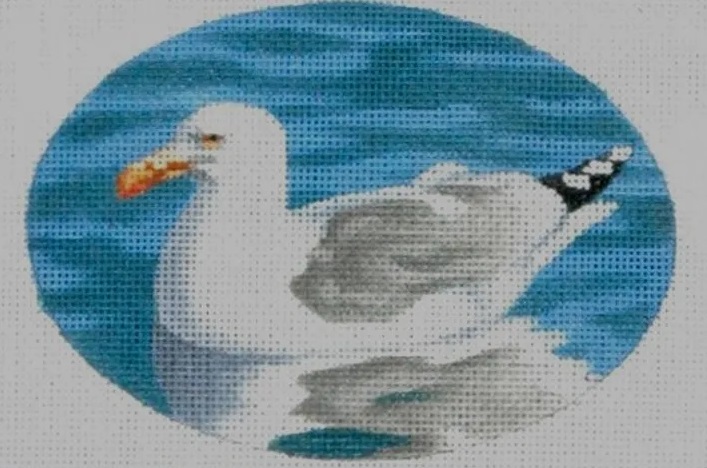Floating Seagull Ornament - click here for more details about this hand painted canvases