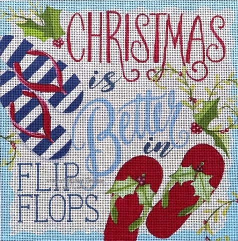 click here to view larger image of Christmas in Flip Flops (hand painted canvases)