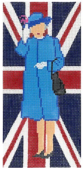click here to view larger image of HM Elizabeth Waves on Union Flag (hand painted canvases)