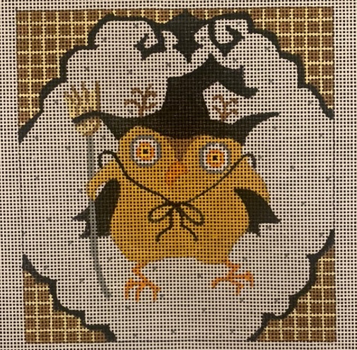 click here to view larger image of Owl in Witch Hat (hand painted canvases)