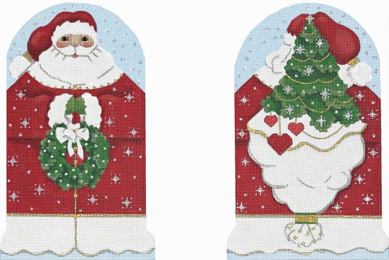 click here to view larger image of Snowy Santa 2-Sided (hand painted canvases)