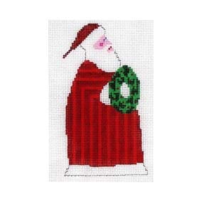 click here to view larger image of Ornament - Santa w/Wreath (hand painted canvases)