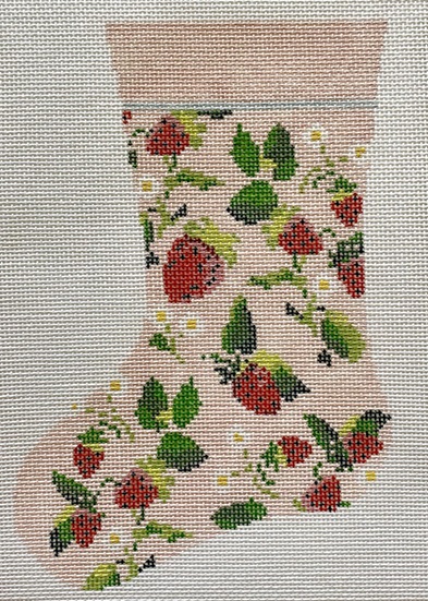 click here to view larger image of Strawberry Mini Stocking (hand painted canvases)