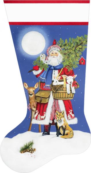 click here to view larger image of Woodsy Santa Stocking  (hand painted canvases)