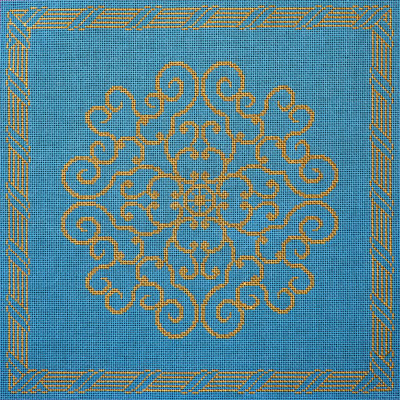 click here to view larger image of Blue Filigree Flower (hand painted canvases)