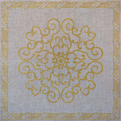 click here to view larger image of Taupe Filigree Flower (hand painted canvases)