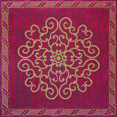 click here to view larger image of Burgundy Filigree Flower (hand painted canvases)