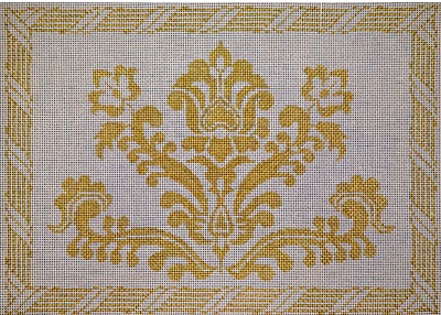 click here to view larger image of Damask Scrolls on Taupe (hand painted canvases)