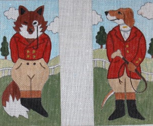 click here to view larger image of Dressed Fox and Hound - 18M (hand painted canvases)