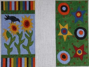 click here to view larger image of Blackbird and Sunflower Primitive (hand painted canvases)