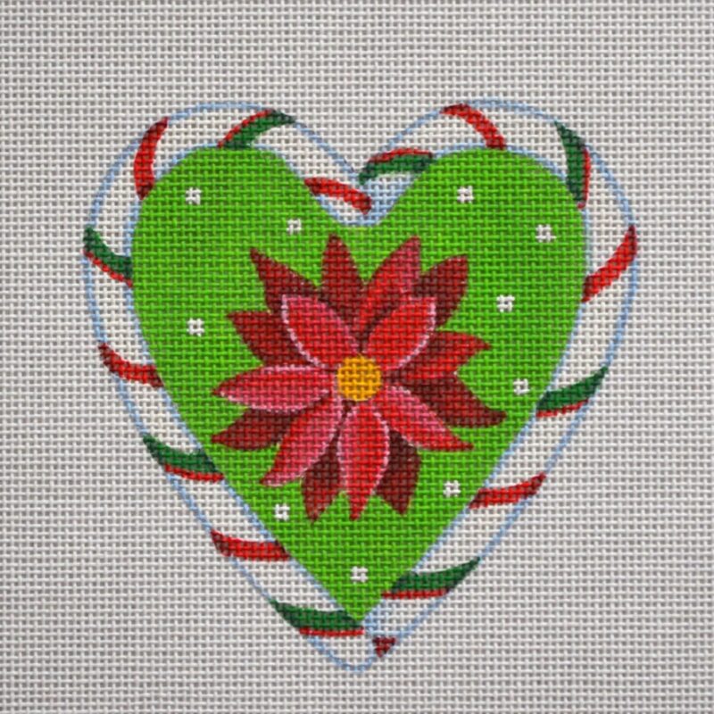 click here to view larger image of Candy Cane Heart/Poinsettia (hand painted canvases)