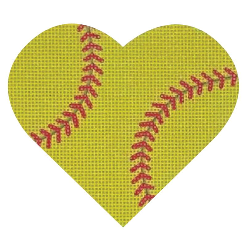 click here to view larger image of Softball Heart   (printed canvas)