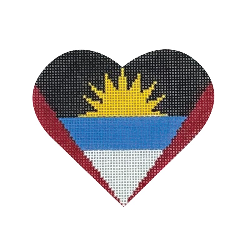 click here to view larger image of Antigua/Barbuda Flag Heart (hand painted canvases)